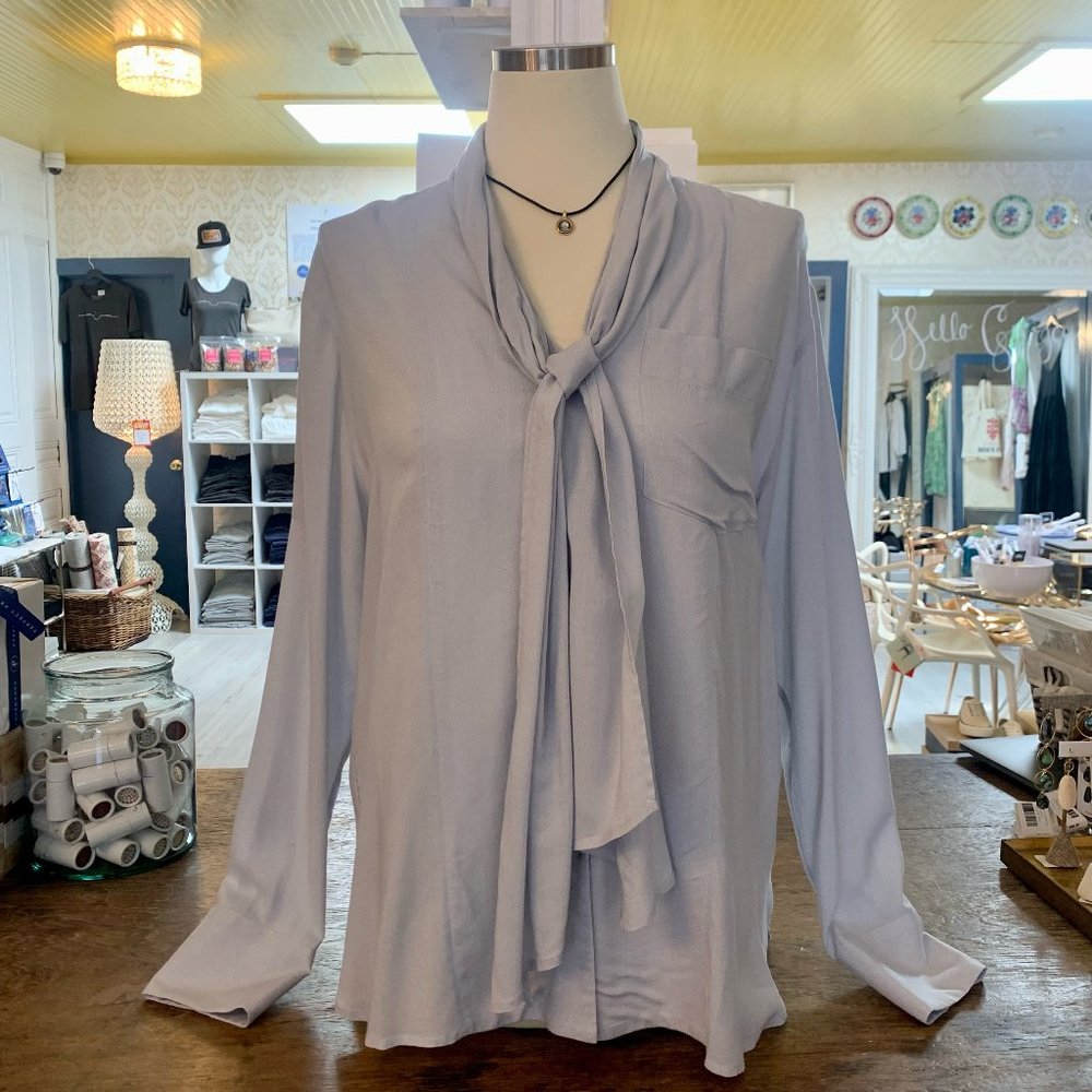 Cloud Blouse with Long Neck Tie by TONET